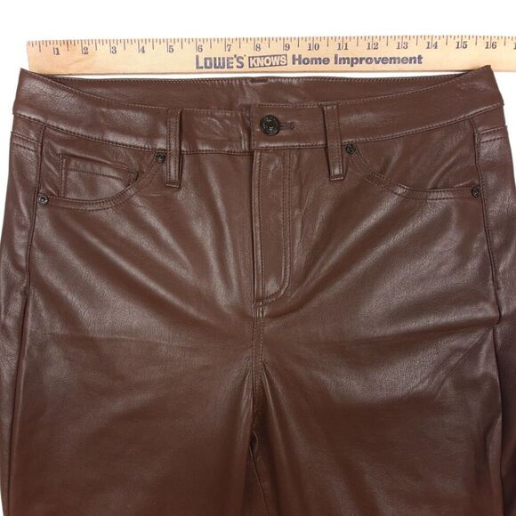 NEW Chicos Straight Faux Leather High Rise Ankle Pants 8 Chocolate Brown Minimal - Picture 3 of 8